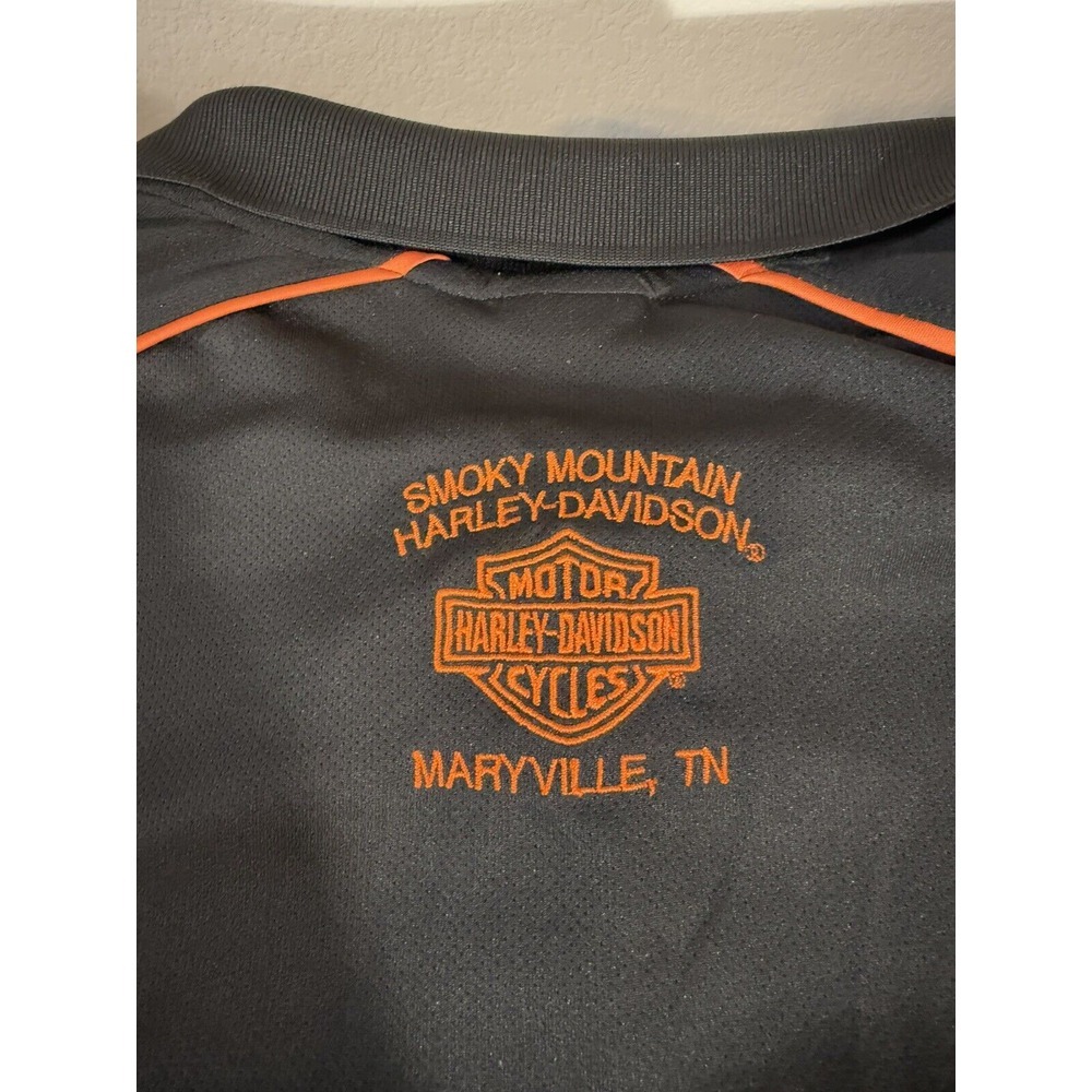 Men's Harley Davidson Shirt Large Short Sleeve Polo Black/Orange. Maryville, TN